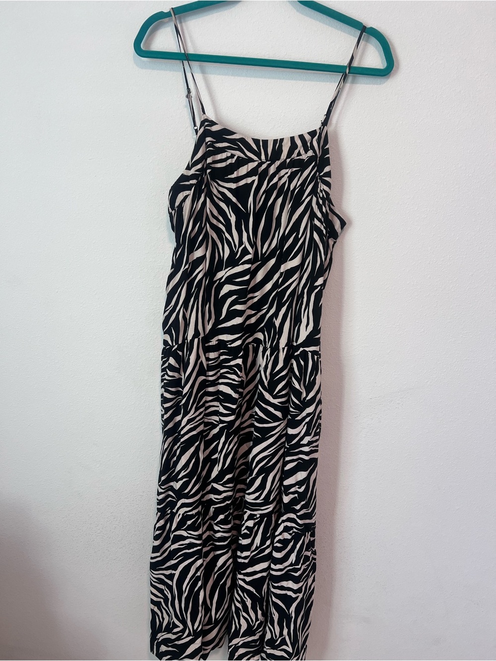 Time and Tru Zebra Print Tiered Maxi Dress Spaghetti Strap XL 16-18